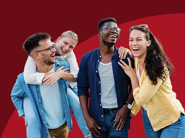 Group of friends laughing together