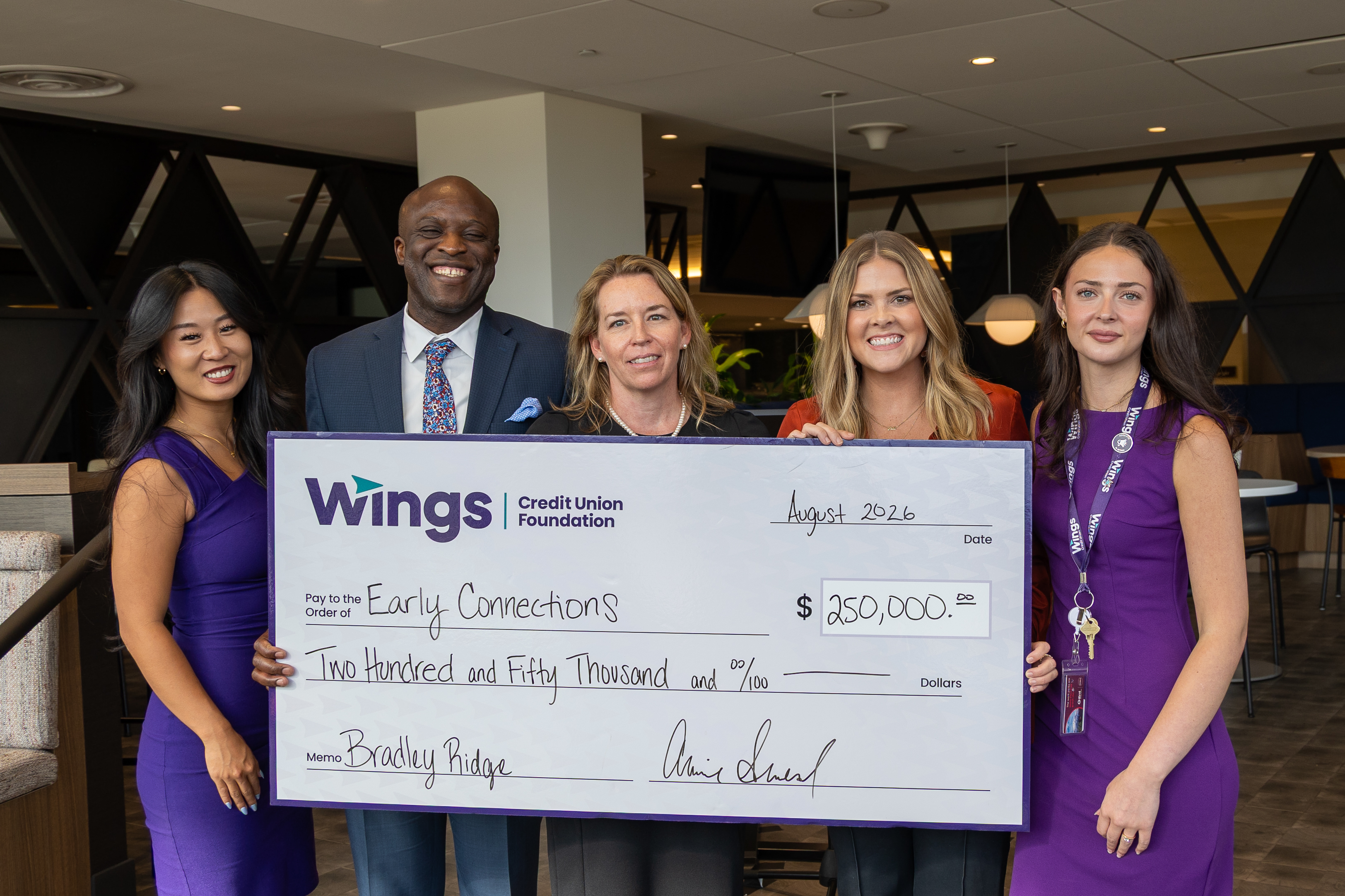 Wings Foundation donation to Early Connections