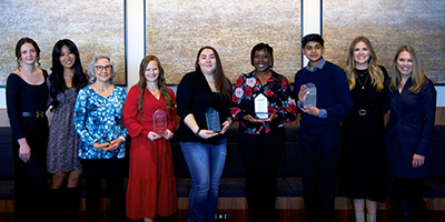 Leah Fiorino (Ent), Cat Outten (Ent), Valerie Macri‑Lind, Lauren Herman, Amanda Sanchez, Ty’Anna Jones‑Boyd, Anirudh Rao, Annie Snead (Ent), and Mollie Bell (Ent) at the 2025 Community Advocate Award luncheon in Colorado Springs on Feb. 6, 2026.