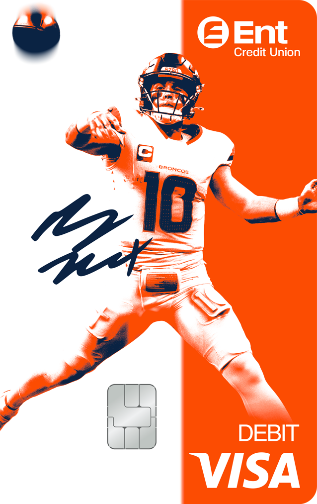 Image of the Official Bo Nix debit card from Ent Credit Union.