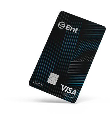 Ent Lifestyle Visa Signature credit card shown tilted