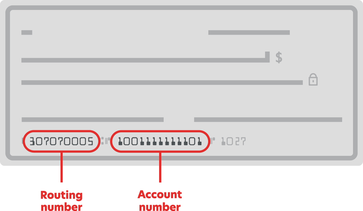 Check mockup displaying direct deposit information