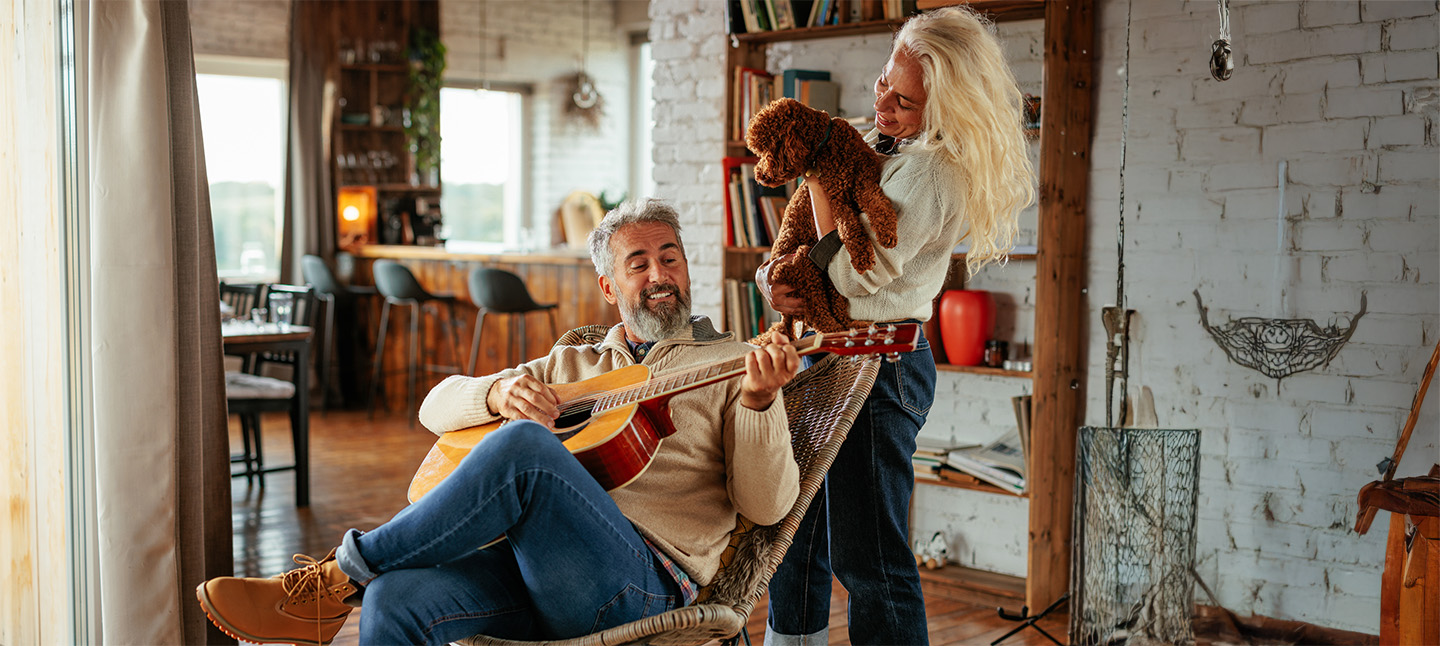 a couple spending leisure time at home