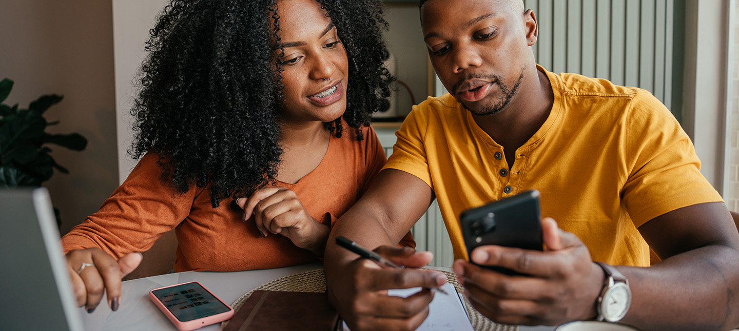 Couple researching online
