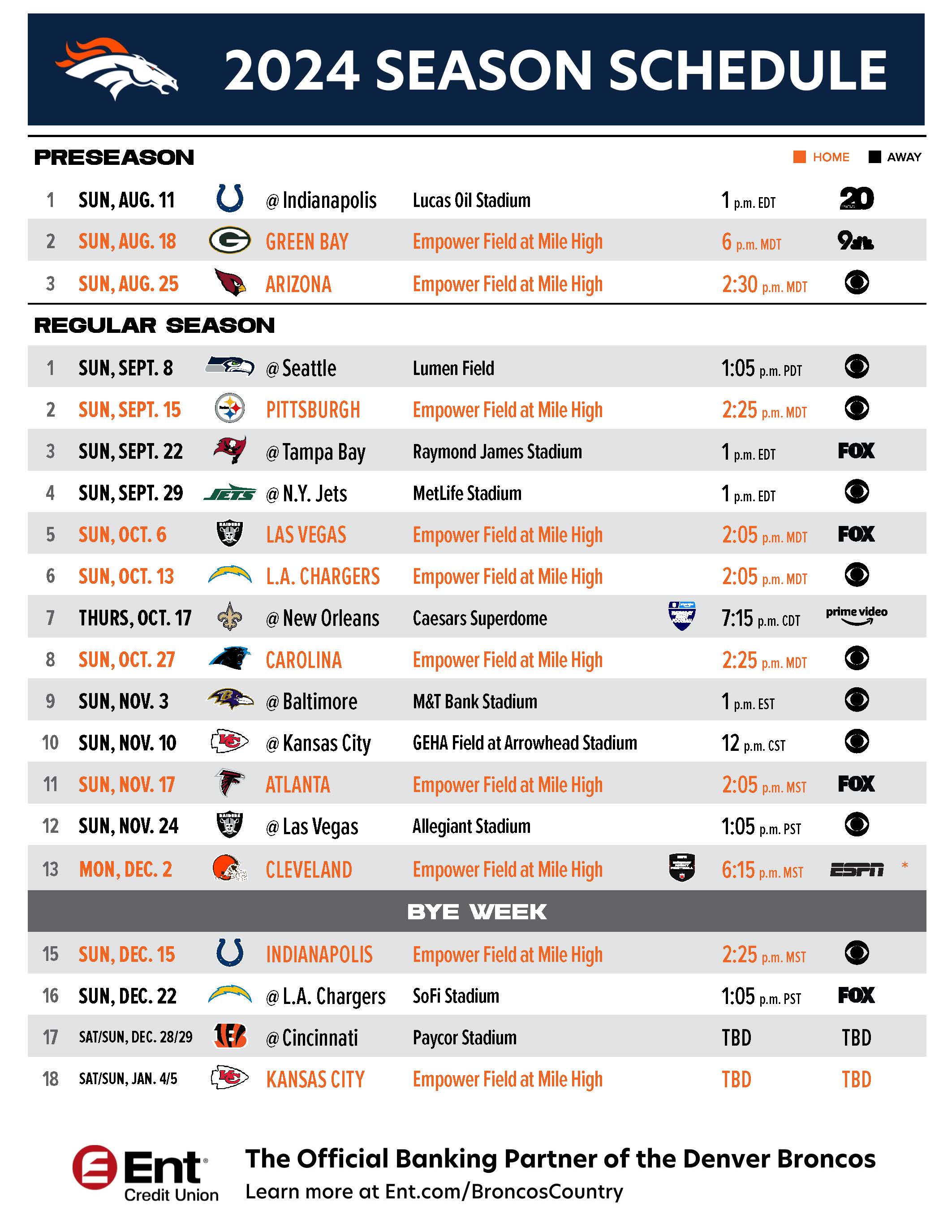 2024 Season Schedule