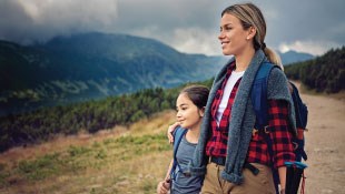 Mom and daughter hiking